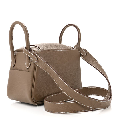Hermes Taurillon Clemence Mini Lindy 20 Etoupe 3 of 11