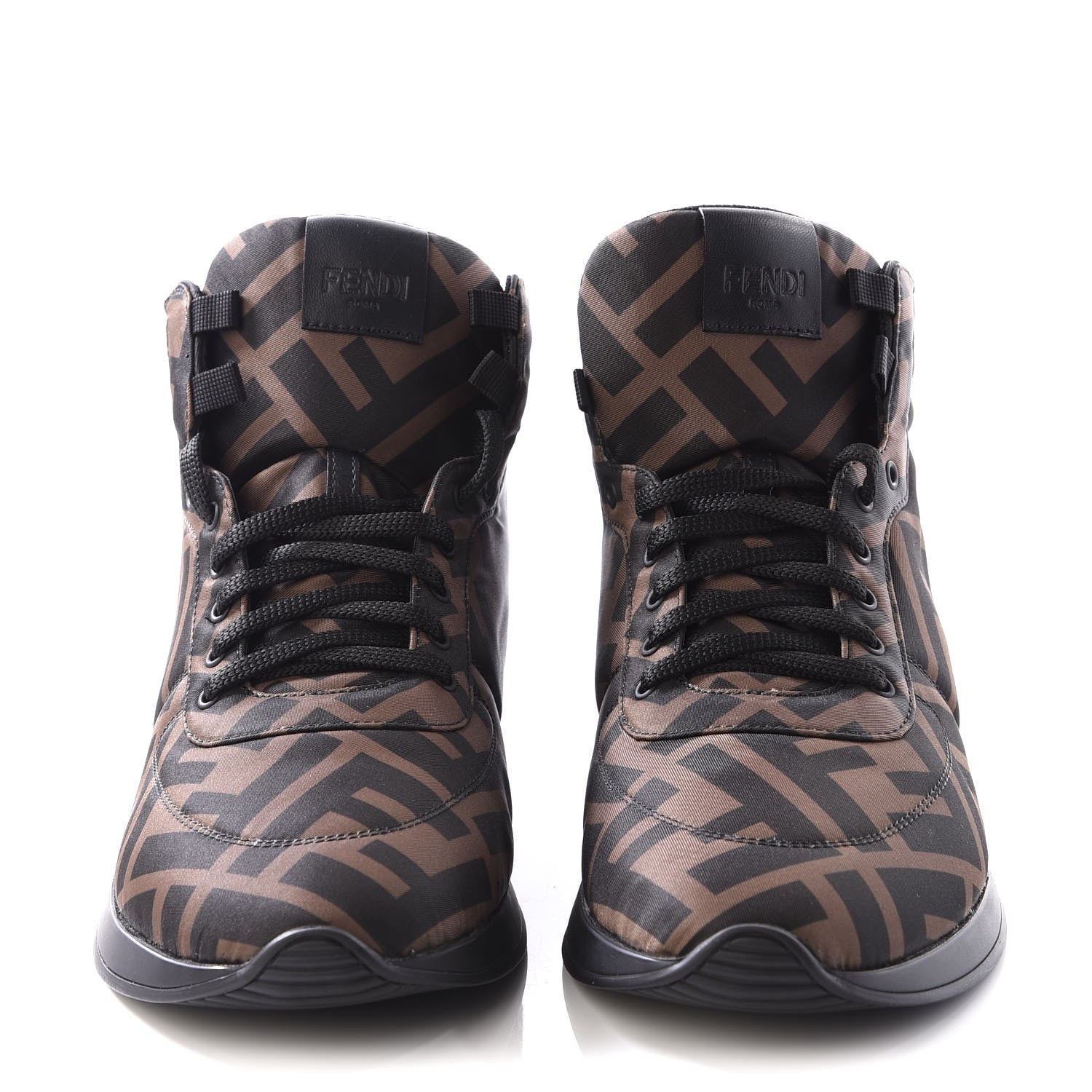 Fendi Nylon FF Reloaded High Top Sneakers 41 Tobacco Black 3 of 9