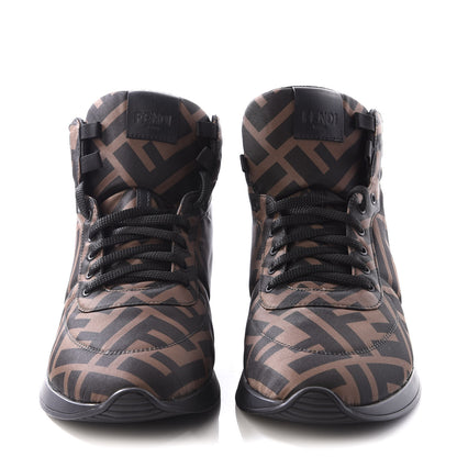 Fendi Nylon FF Reloaded High Top Sneakers 41 Tobacco Black 3 of 9