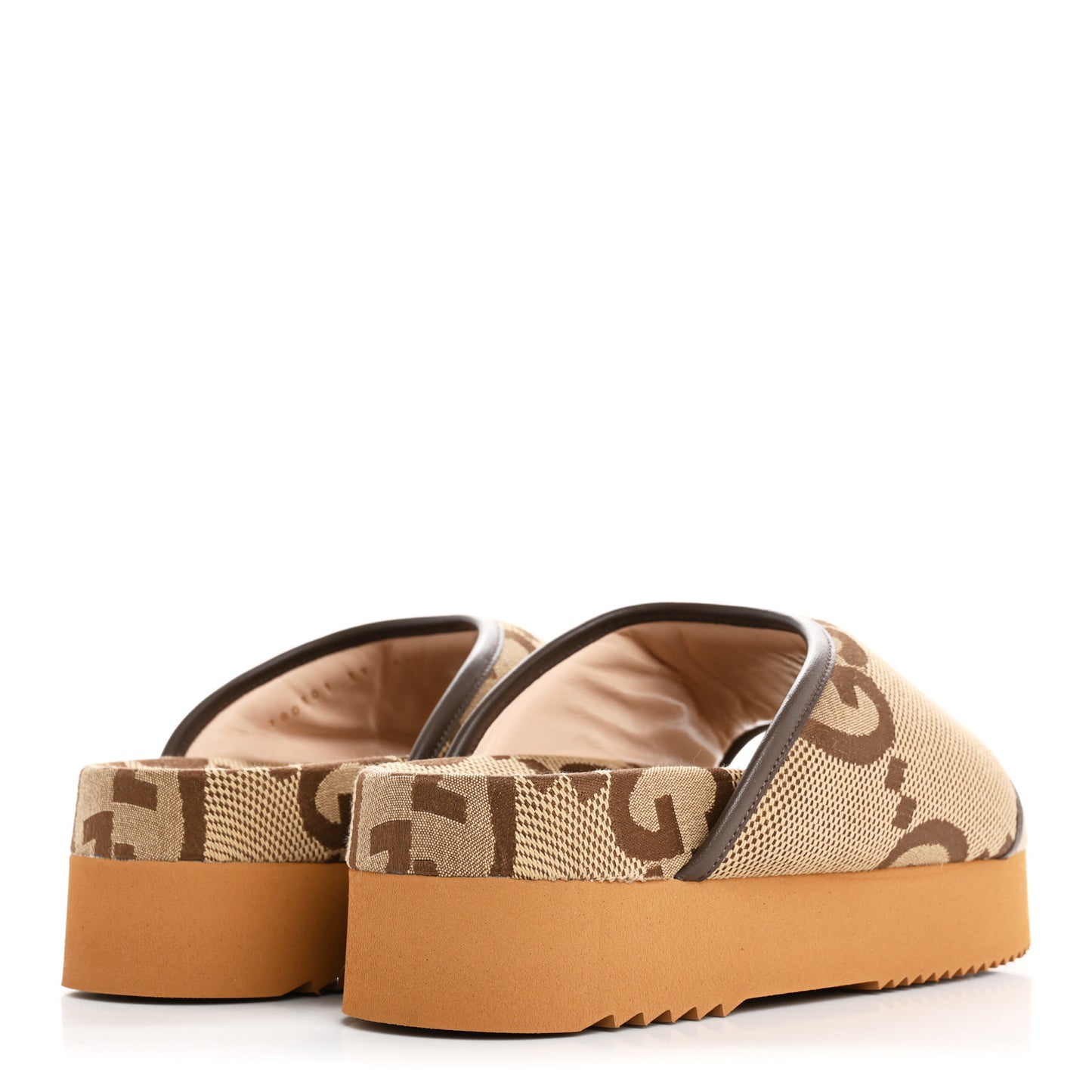 Monogram Jumbo GG Nappa Samoa Platform 40mm Slide Sandals 37 Camel Ebony New Acero