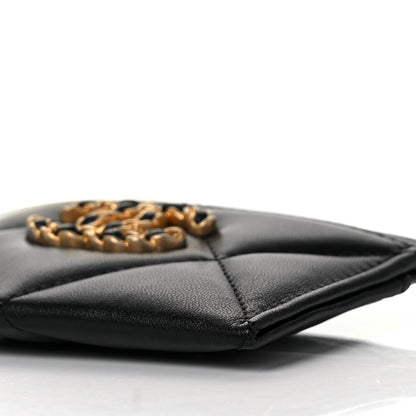 Chanel Lambskin Quilted Chanel 19 Card Holder Black 10 of 11
