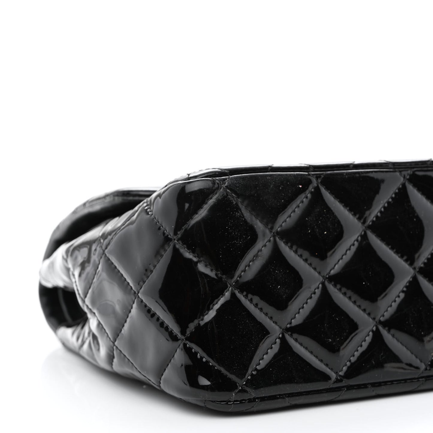 Patent Quilted Jumbo Double Flap Black
