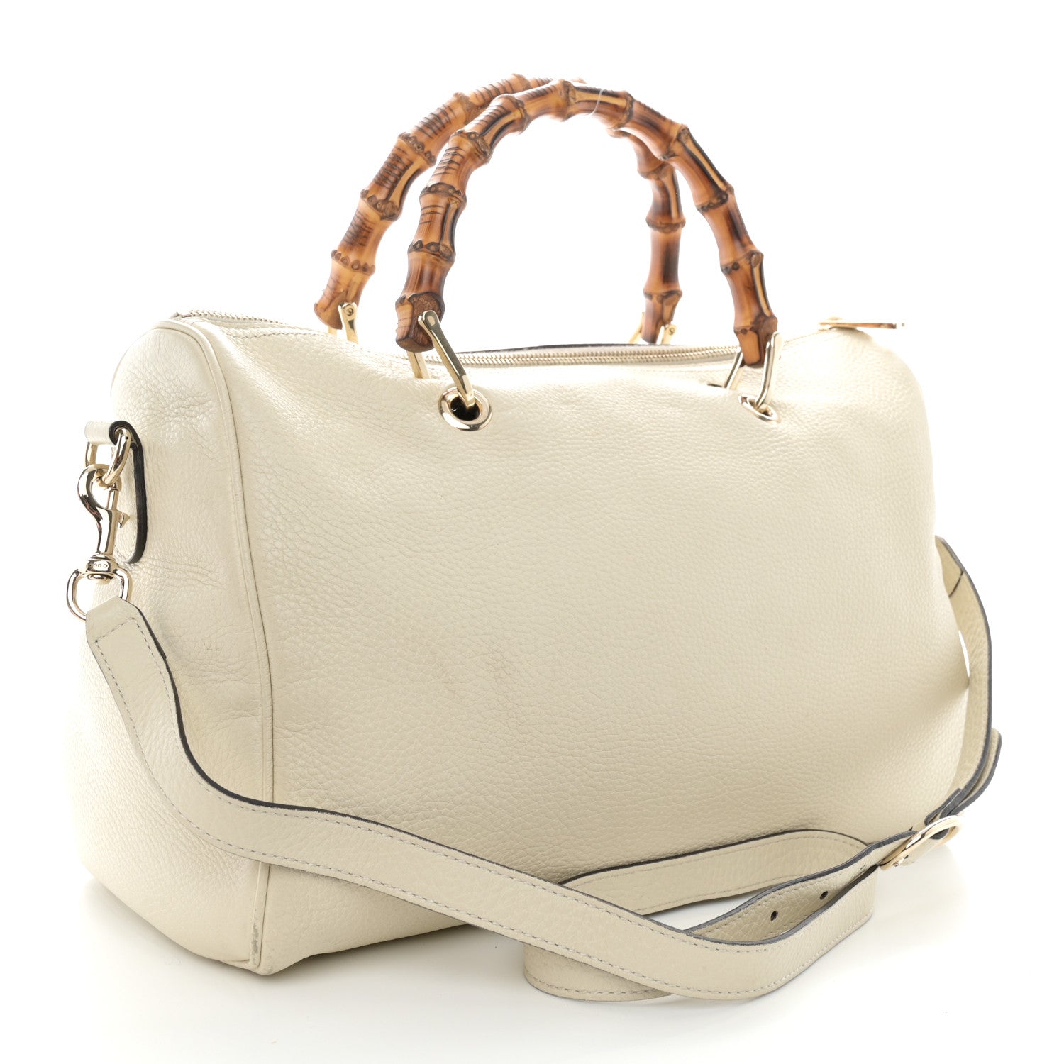 Gucci Calfskin Bamboo Medium Shopper Boston Mystic White 3 of 15