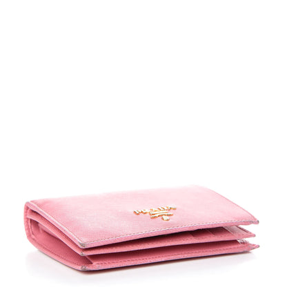 Prada Saffiano Metal Compact Snap Bi-Fold Wallet Petalo 4 of 11