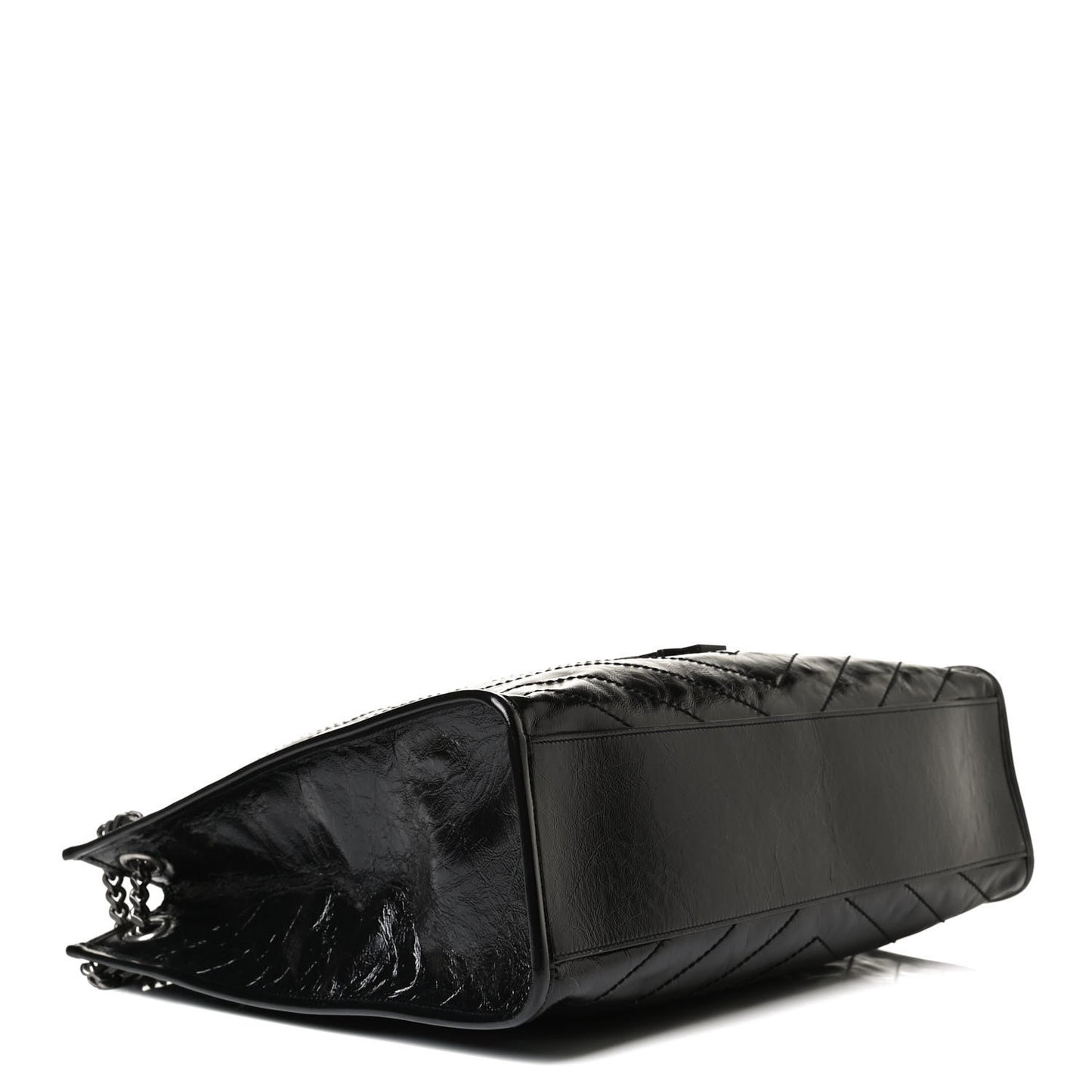 Crinkled Calfskin Matelasse Monogram Medium Niki Shopper Tote Black