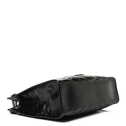 Saint Laurent Crinkled Calfskin Matelasse Monogram Medium Niki Shopper Tote Black 4 of 14