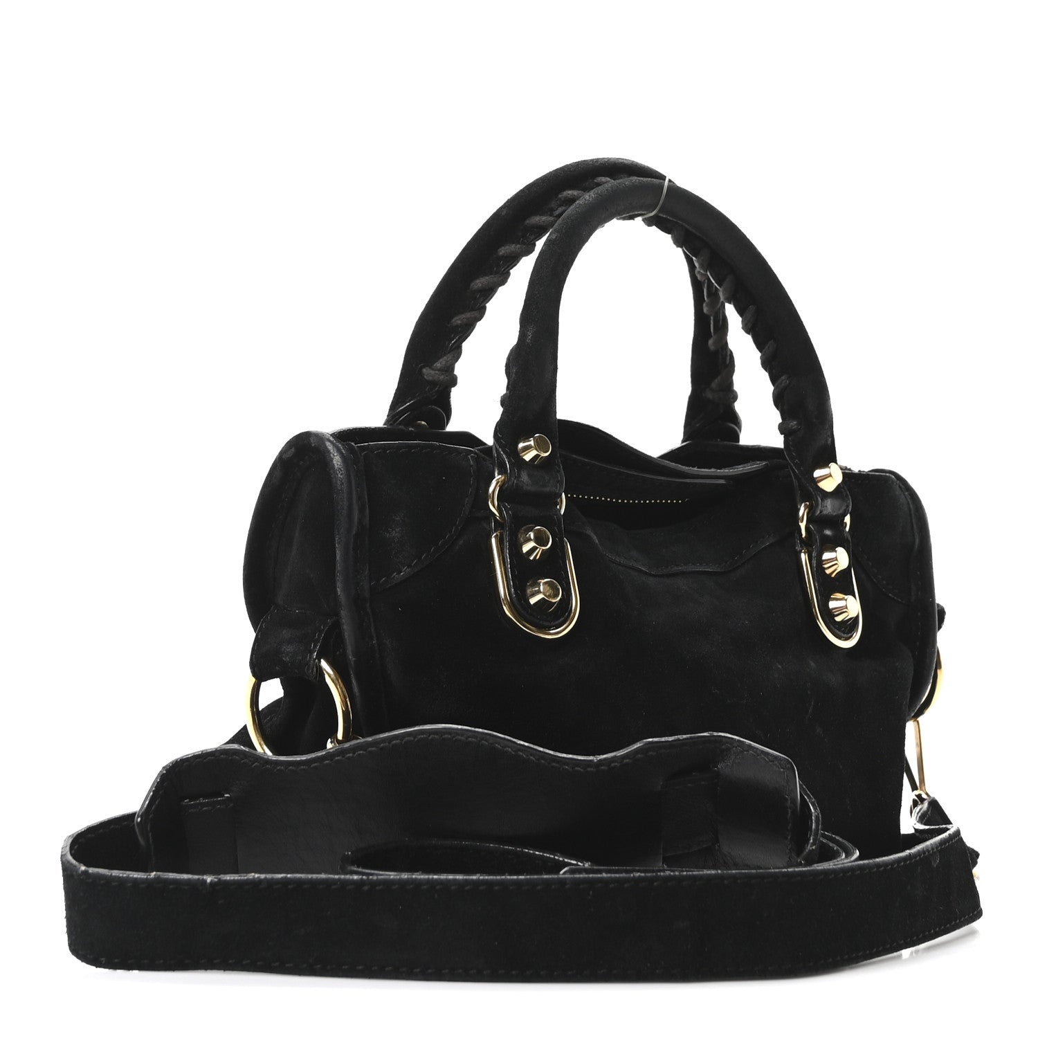 Balenciaga Baby Daim Suede Gold Metallic Edge Hardware Mini City Black 4 of 11