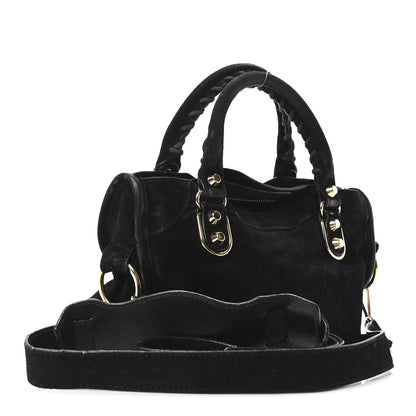 Balenciaga Baby Daim Suede Gold Metallic Edge Hardware Mini City Black 4 of 11