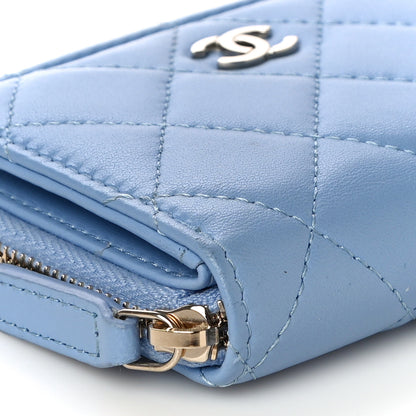 Chanel Lambskin Quilted Compact Zipped Wallet Light Blue 10 of 12