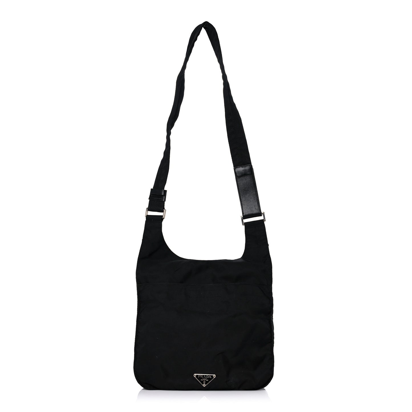 Tessuto Nylon Saffiano Flat Messenger Bag Black