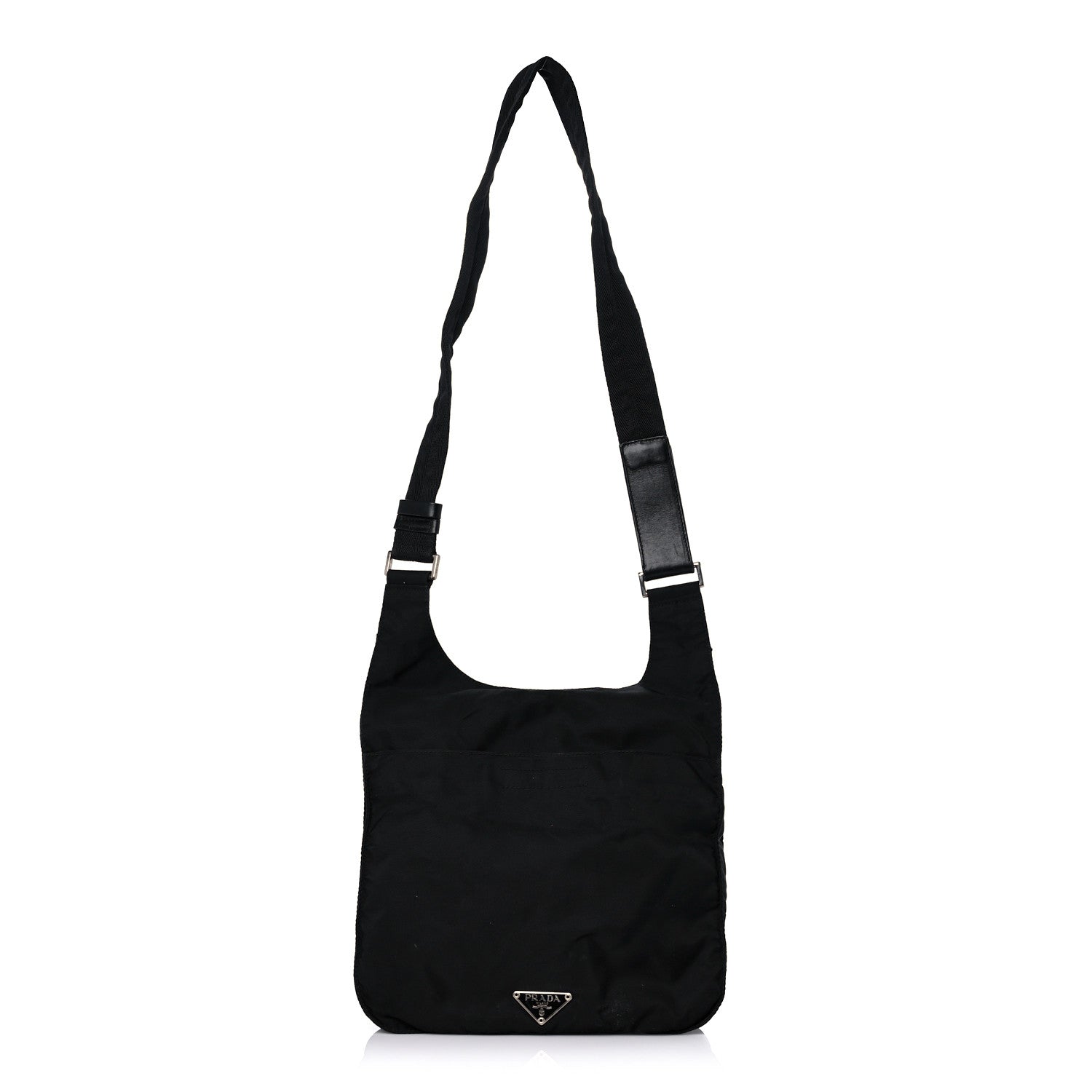 Prada Tessuto Nylon Saffiano Flat Messenger Bag Black 1 of 17