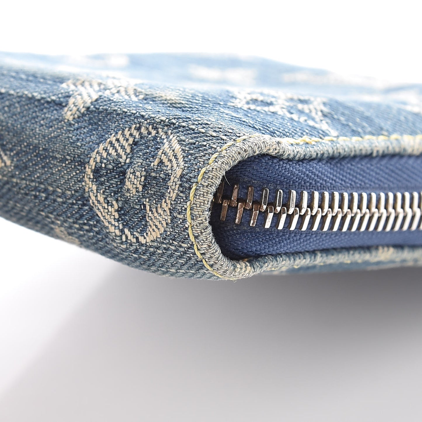 Denim Zip Compact Wallet Blue