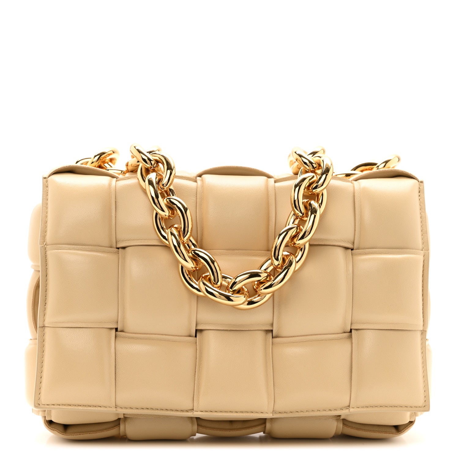 Bottega Veneta Lambskin Maxi Intreccio Padded Chain Cassette Crossbody Bag Porridge 1 of 12