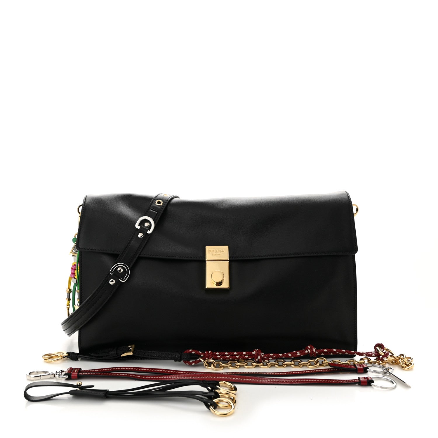 Prada Calfskin Large Soft Sound Shoulder Bag Black 3 of 11