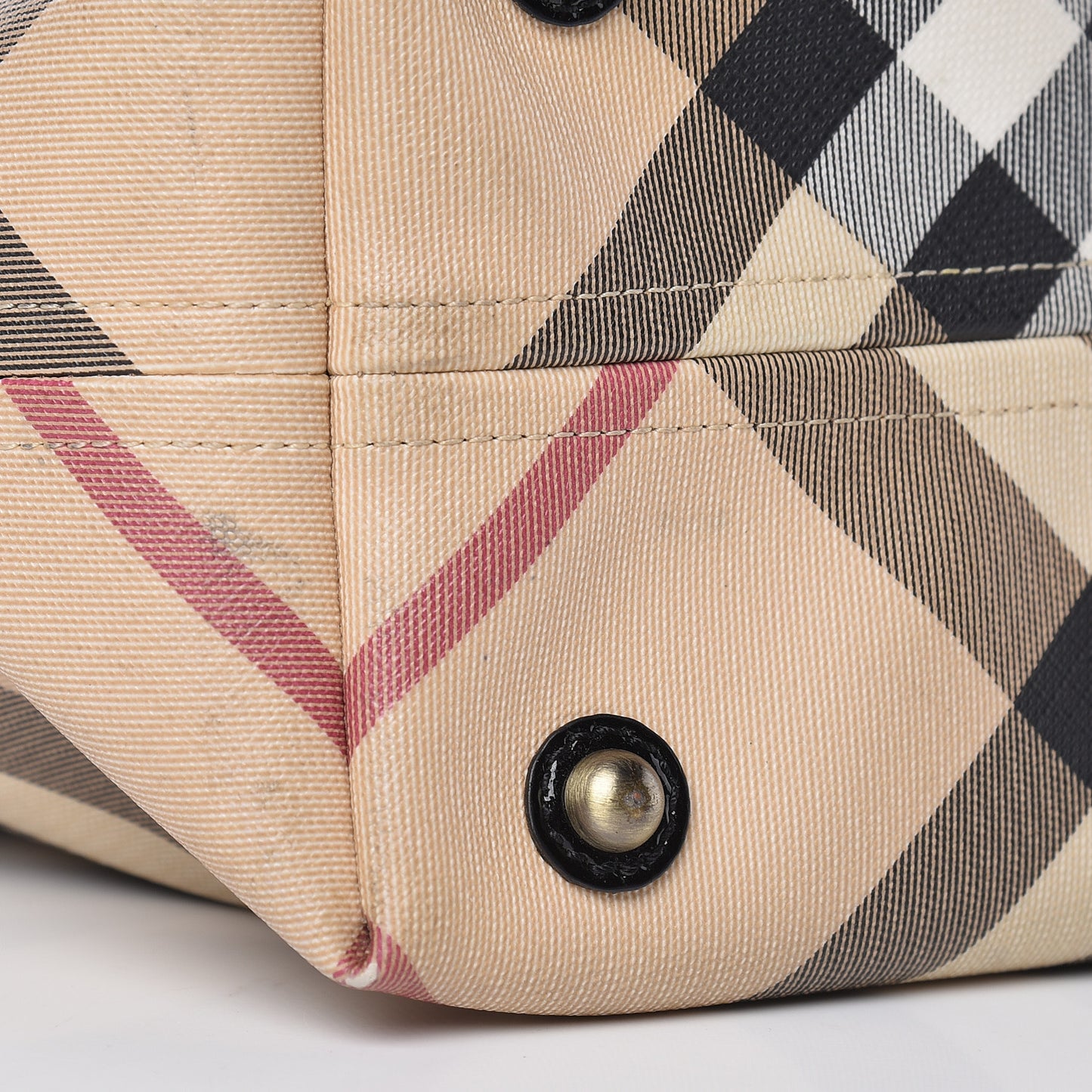 Patent Trim Small Nova Check Tote Black