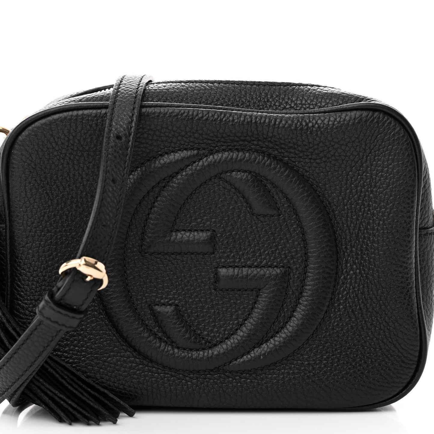 Pebbled Calfskin Small Soho Disco Bag Black