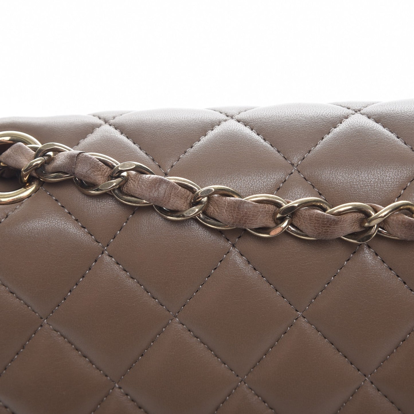 Lambskin Quilted Medium Double Flap Beige