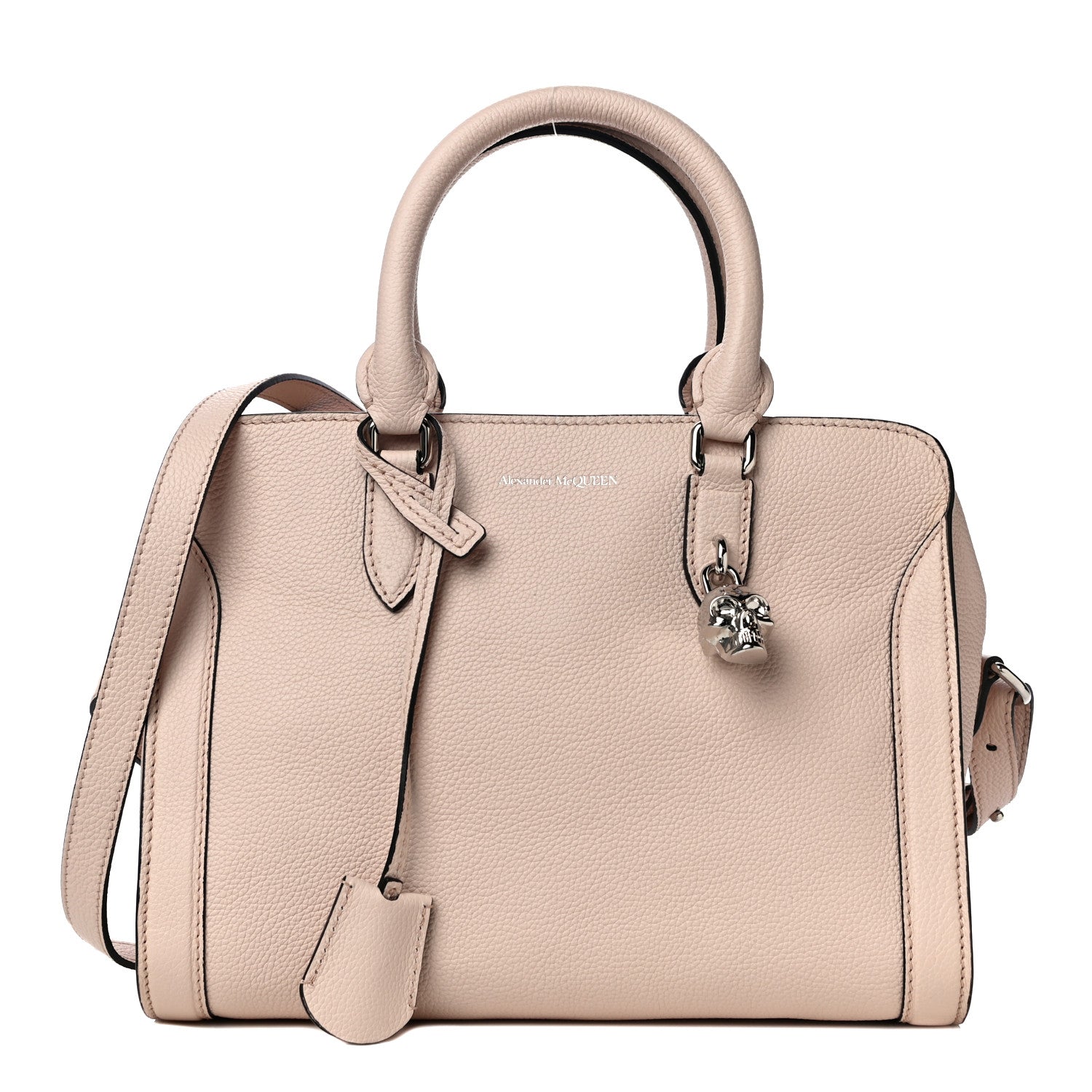 Alexander McQueen Pebbled Calfskin Small Skull Padlock Zip Around Tote Teint 1 of 9