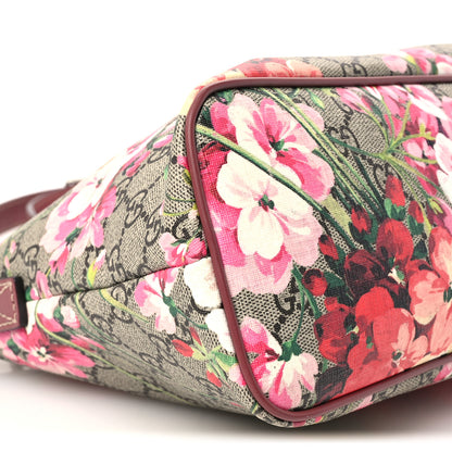 Gucci GG Supreme Monogram Blooms Small Zippered Tote Beige Multicolor Dry Rose 9 of 10
