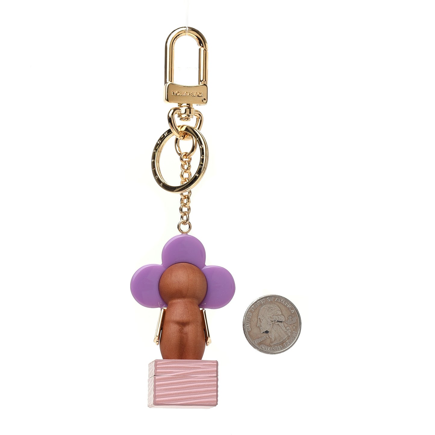 Resin Wood Vivienne Trunk Bag Charm Key Holder Pink