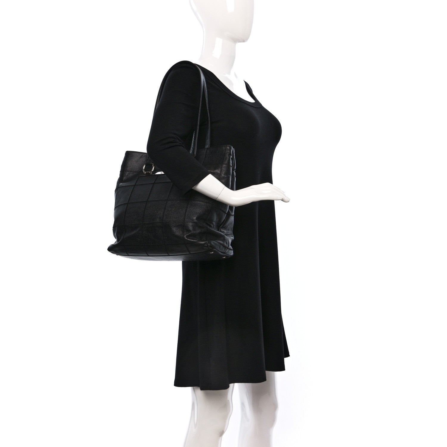 Chanel Caviar Square Stitched Large Tote Black 2 of 10