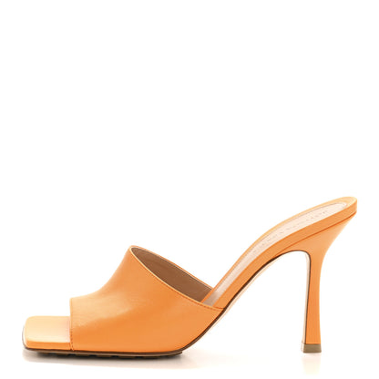 Bottega Veneta Lambskin Stretch 90mm Mule Sandals 38.5 Tangerine 1 of 9
