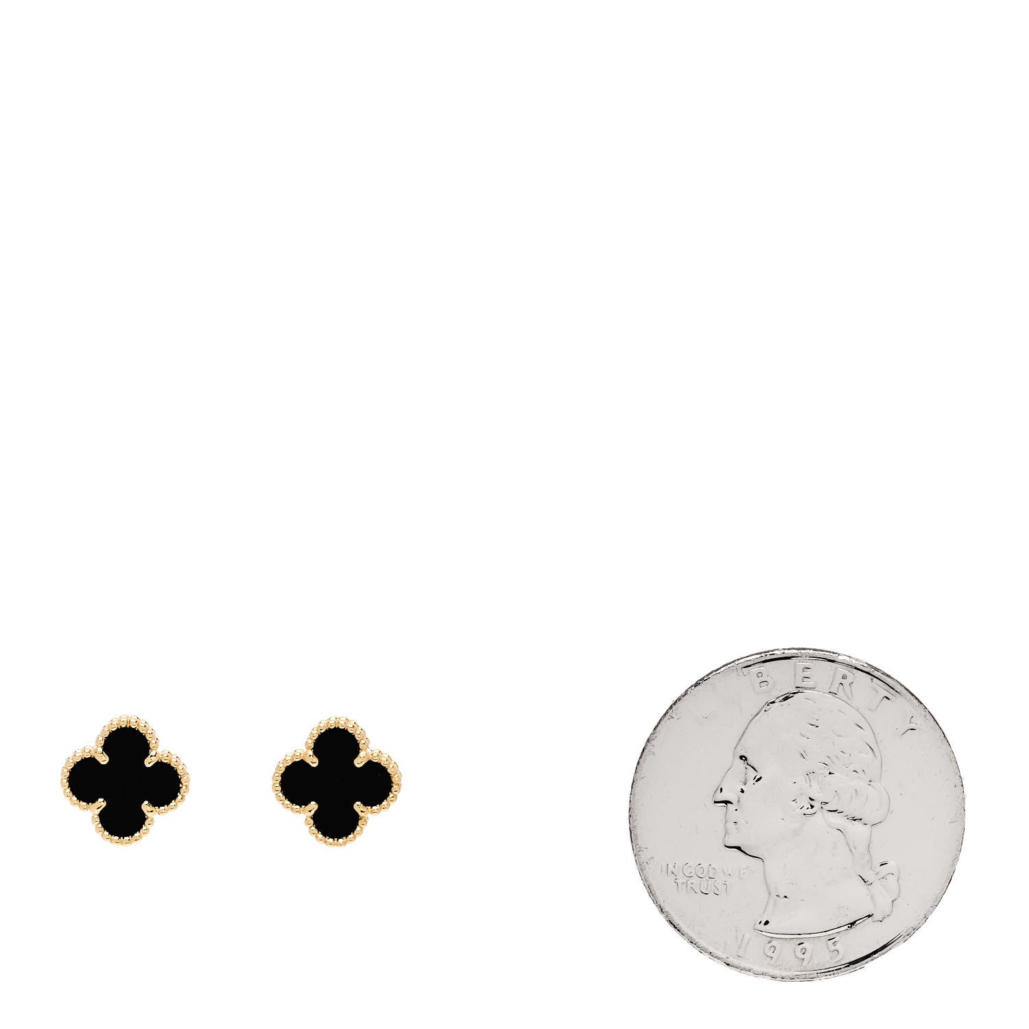Van Cleef & Arpels 18K Yellow Gold Black Onyx Sweet Alhambra Earrings 2 of 5