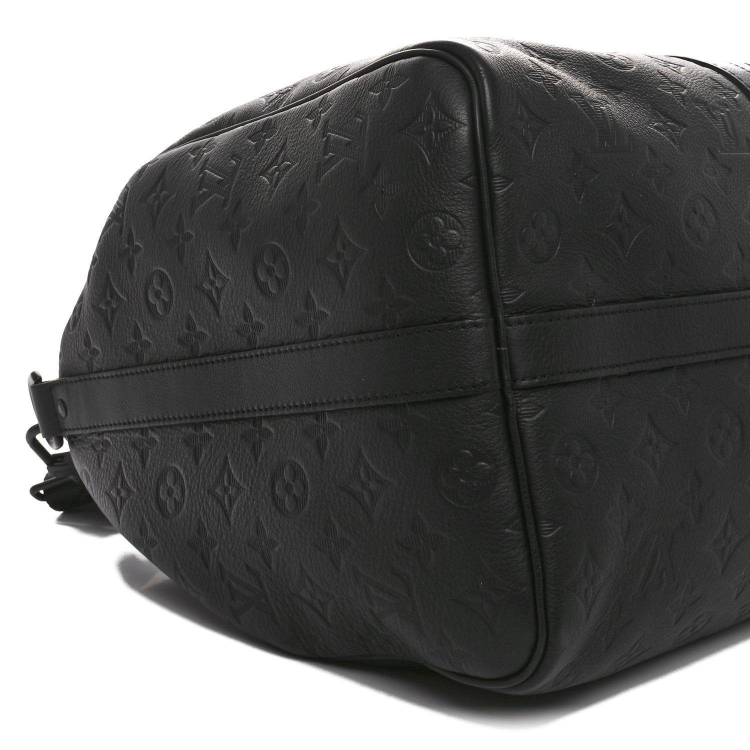 Louis Vuitton Calfskin Shadow Monogram Keepall Bandouliere 50 Black 8 of 9