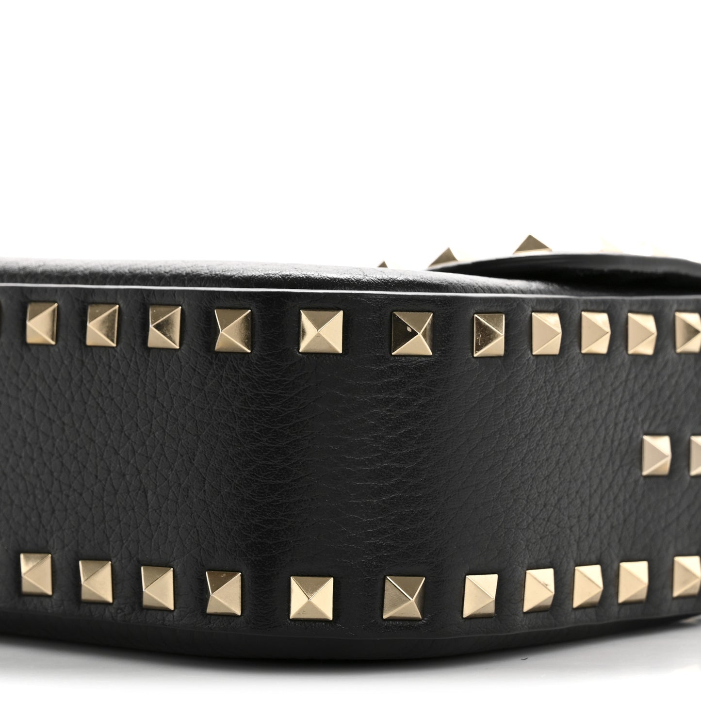 Pebbled Calfskin Medium Rockstud Flip Lock Shoulder Bag Black