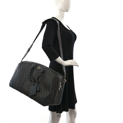 Gucci GG Supreme Monogram Textured Dollar Calfskin Medium Savoy Duffle Bag Grey Black Graphite Grey 3 of 8