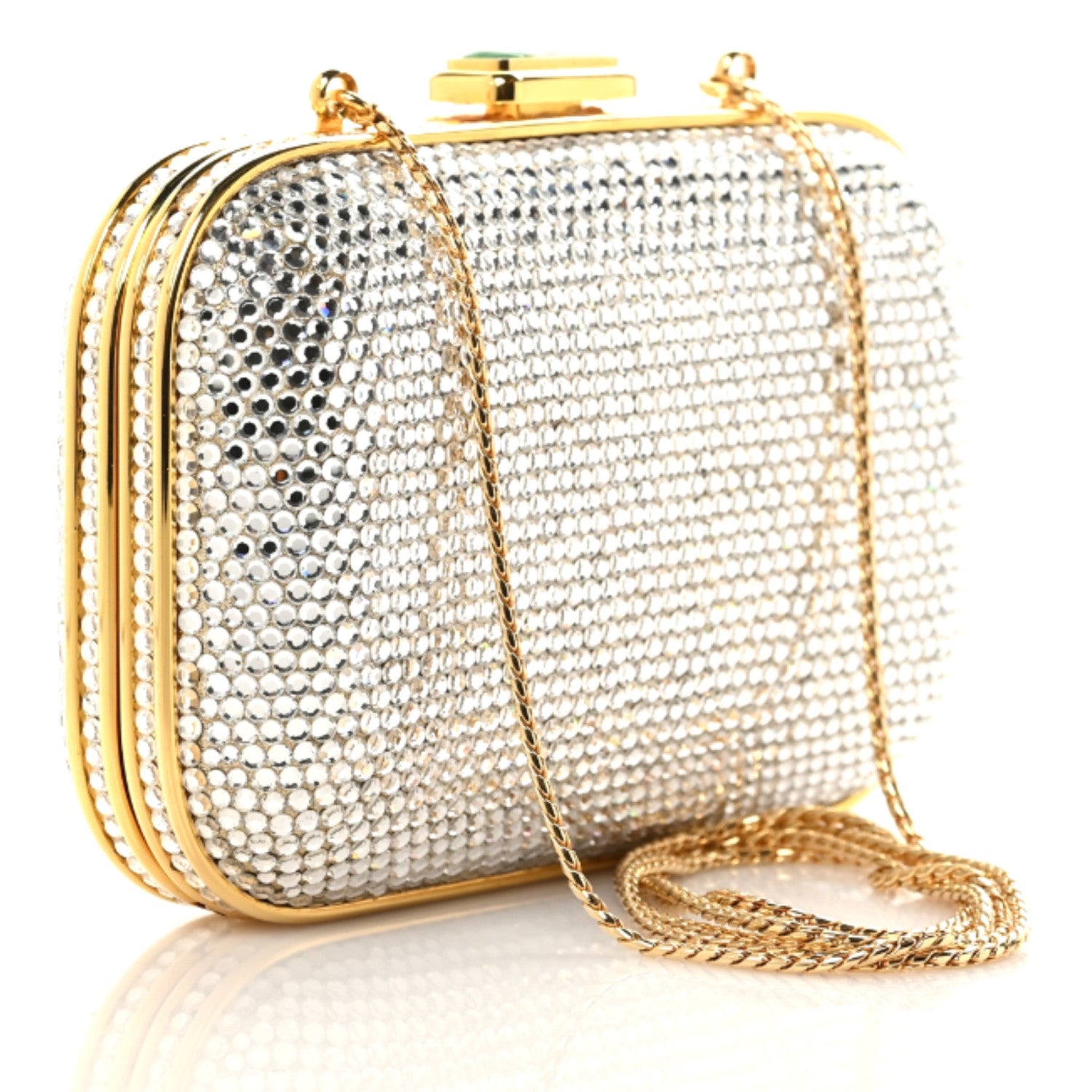 Judith Leiber Swarovski Crystal Minaudiere Clutch Gold 3 of 9