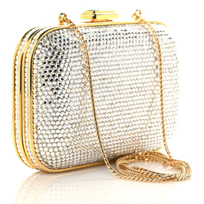 Judith Leiber Swarovski Crystal Minaudiere Clutch Gold 3 of 9