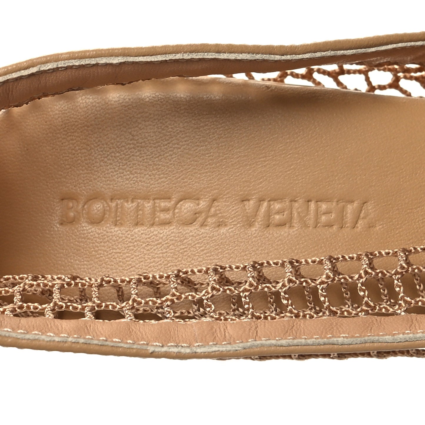 Mesh Calfskin Chain Stretch Pumps 36 Beige