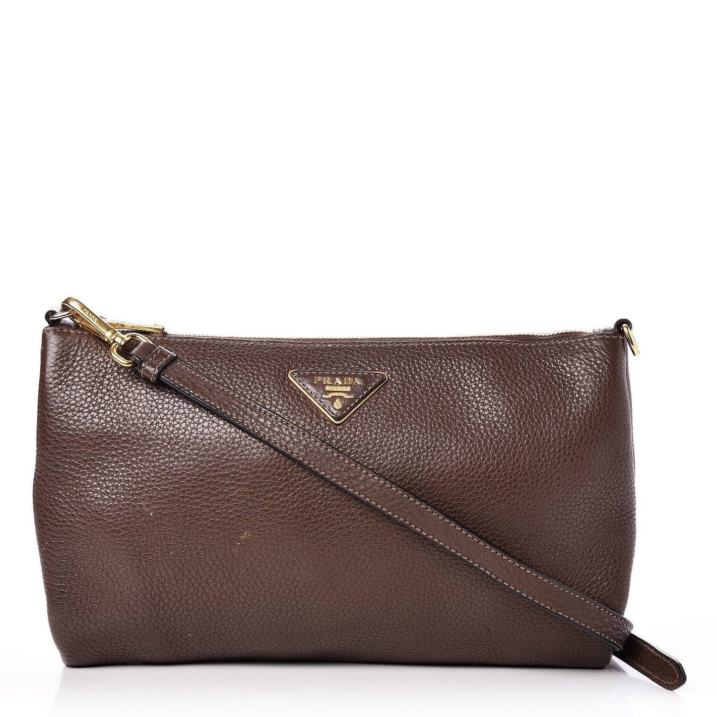 Vitello Daino Zippered Crossbody Bag Bruciato