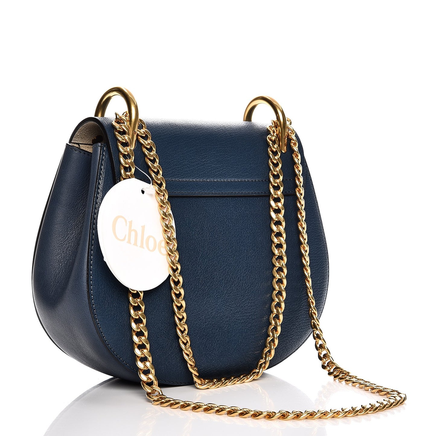 Grained Lambskin Drew Shoulder Bag Denim Blue