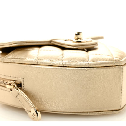 Chanel Metallic Lambskin Quilted CC In Love Heart Clutch With Chain Gold 9 of 11