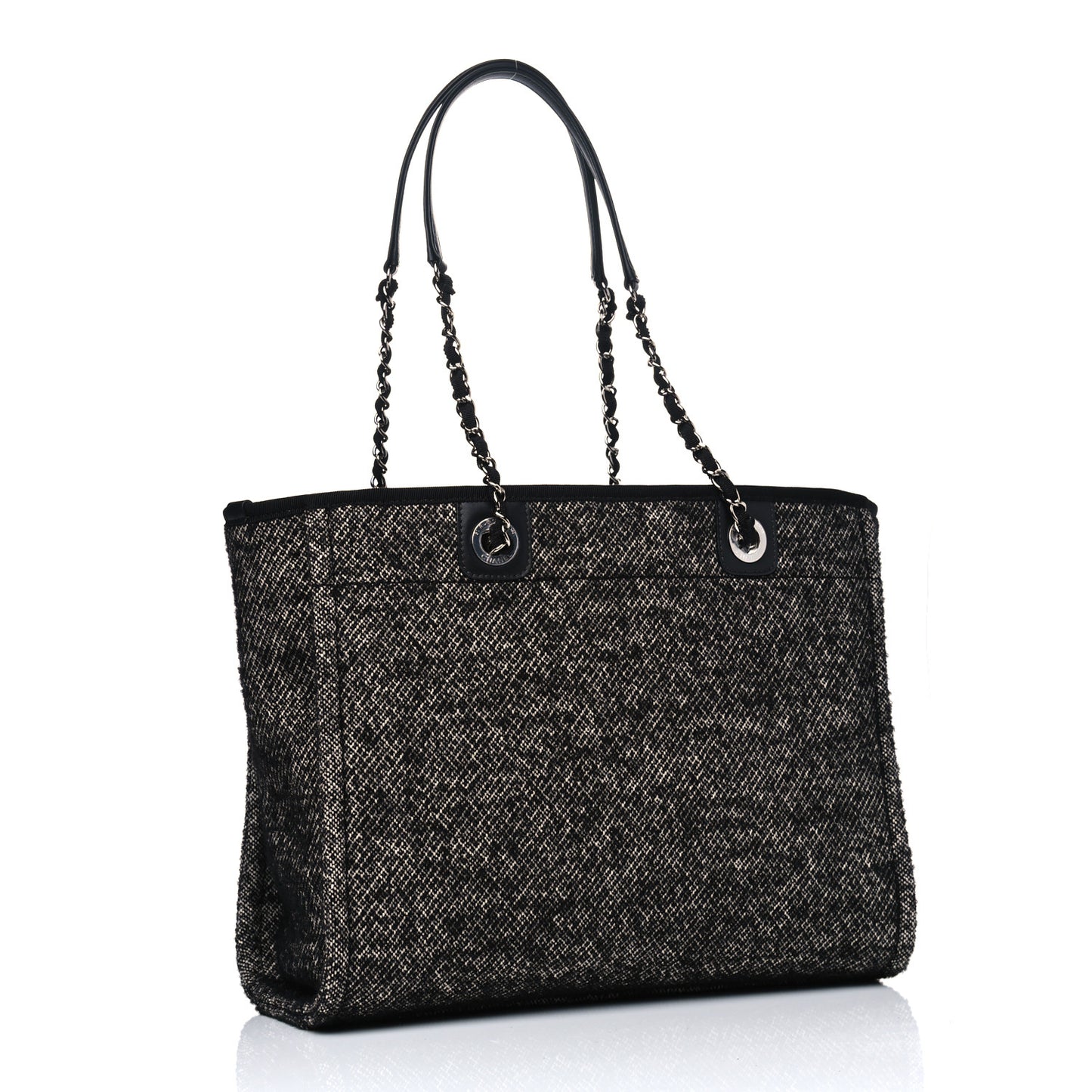 Mixed Fibers Calfskin Small Deauville Tote Black