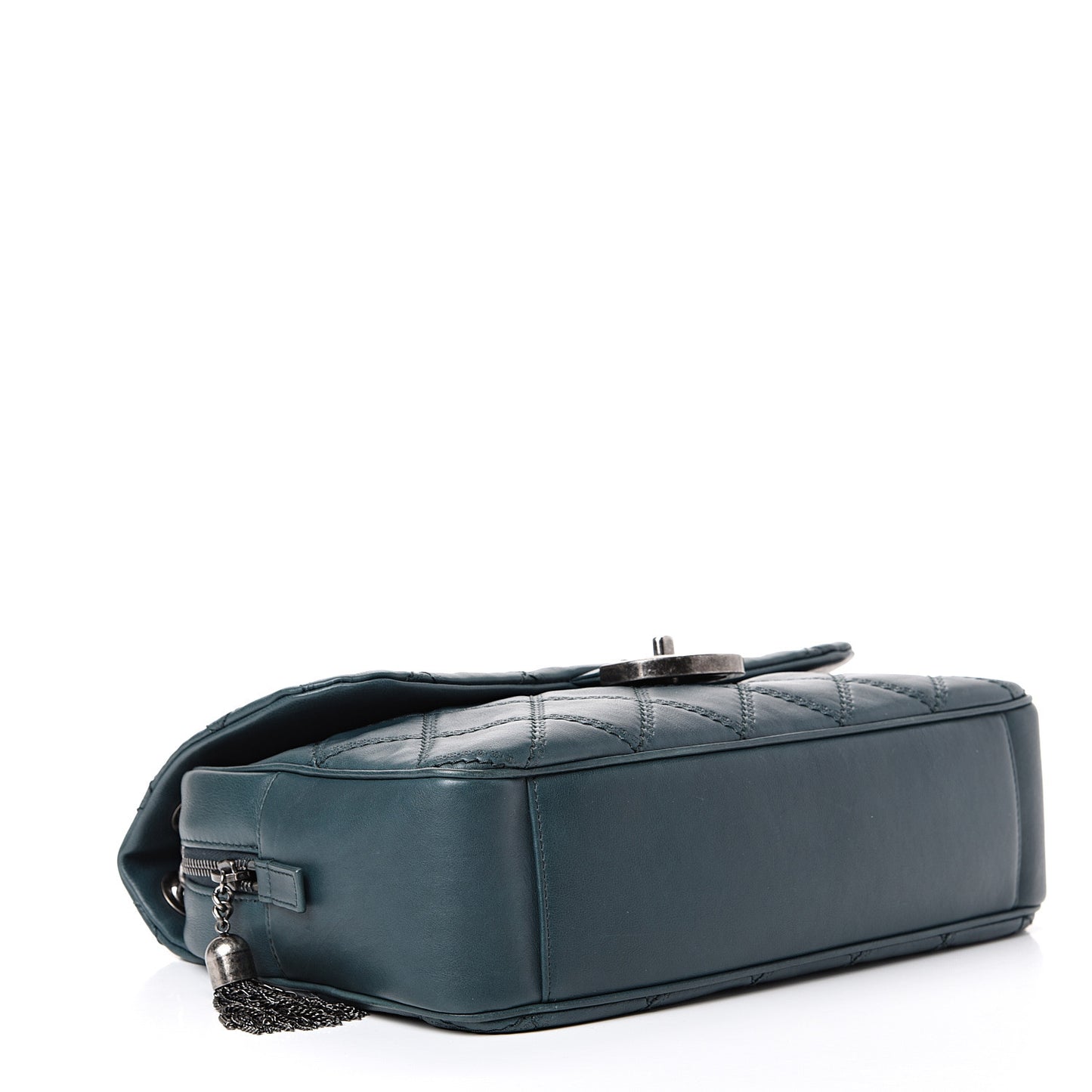 Calfskin Quilted Jumbo Coco Sporran Flap Dark Green