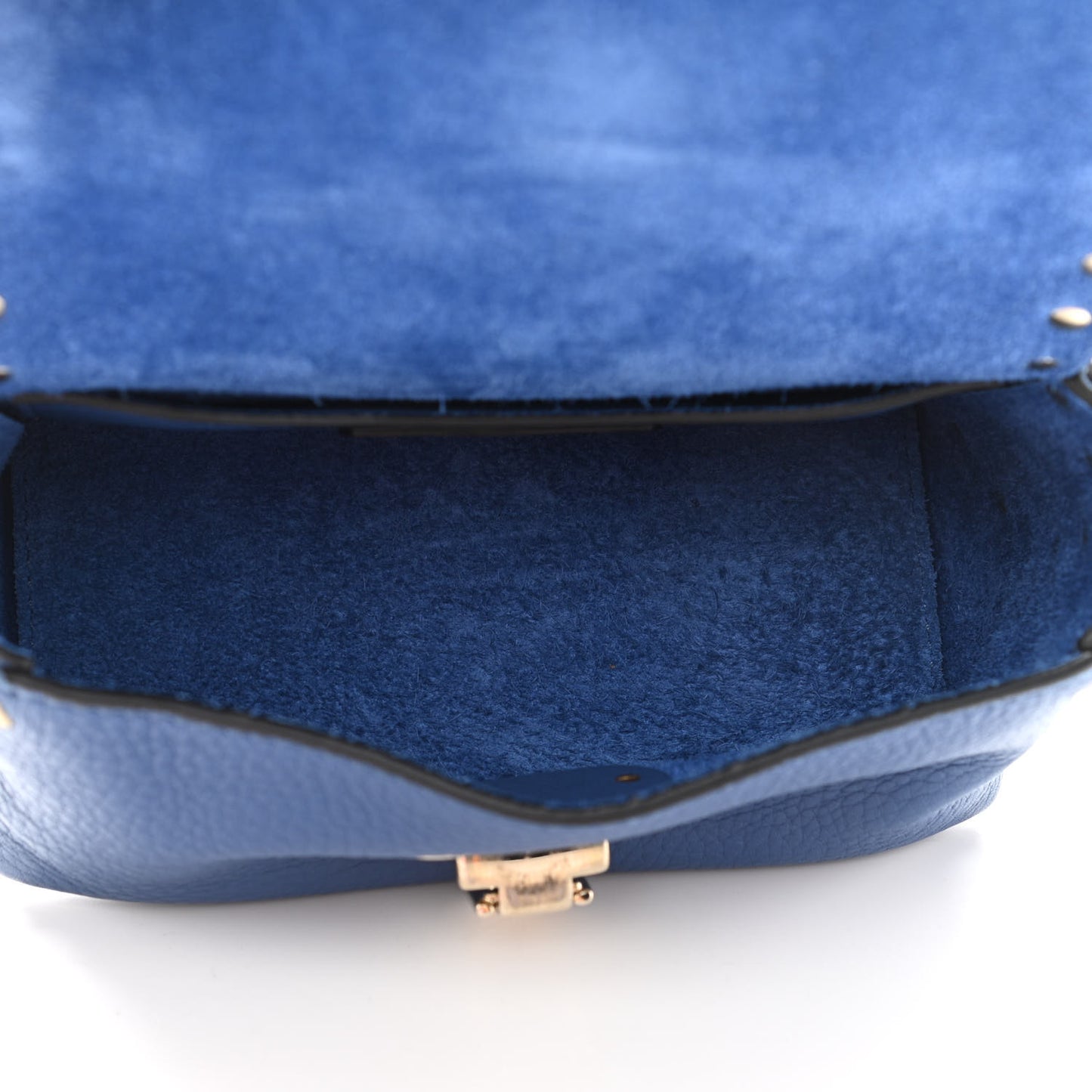 Pebbled Calfskin Mini Rockstud Flap Saddle Crossbody Bag Blue