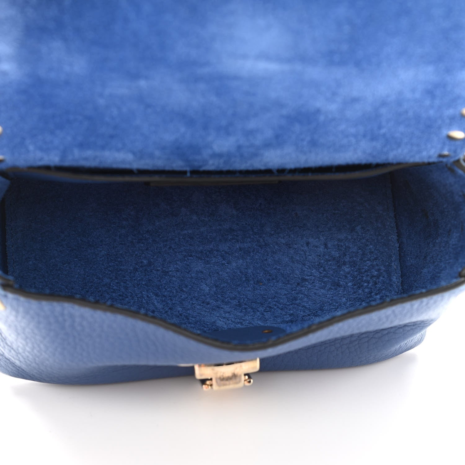 Valentino Garavani Pebbled Calfskin Mini Rockstud Flap Saddle Crossbody Bag Blue 5 of 9