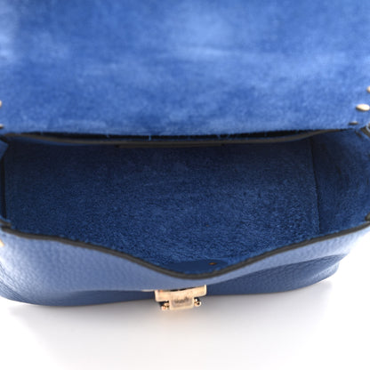 Valentino Garavani Pebbled Calfskin Mini Rockstud Flap Saddle Crossbody Bag Blue 5 of 9