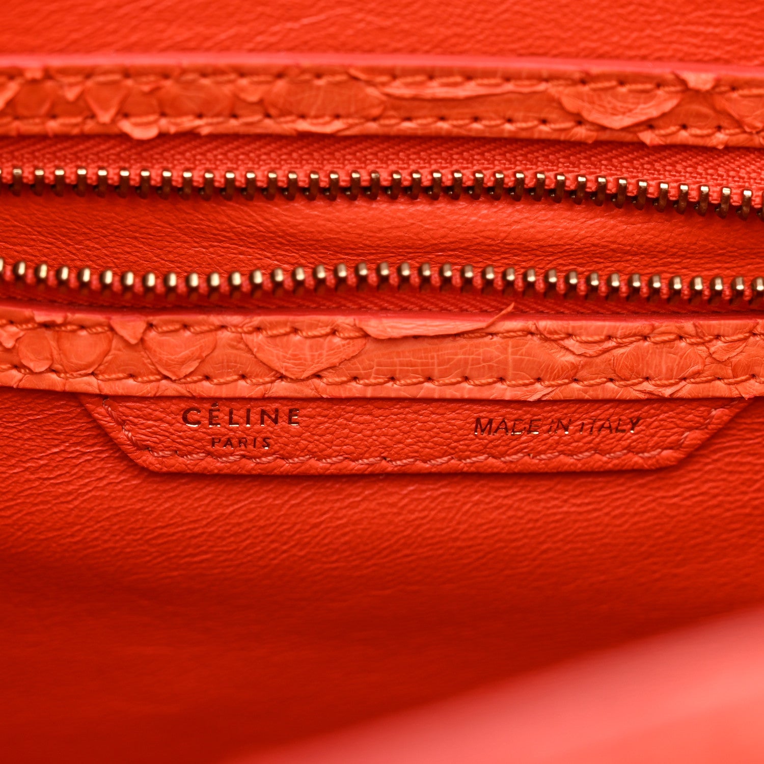 Celine Python Micro Luggage Orange 6 of 10