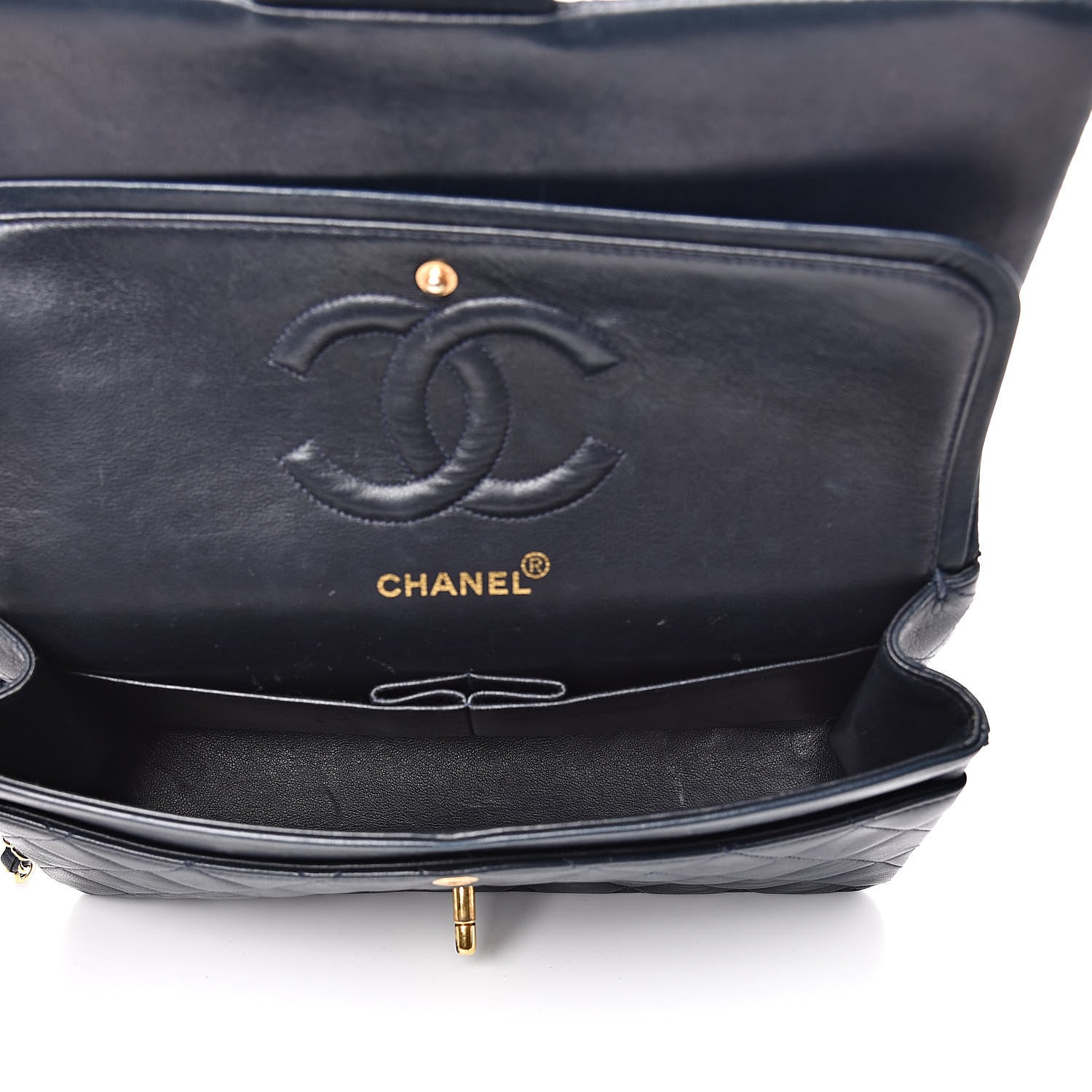 Chanel Lambskin Quilted Medium Double Flap Navy 5 of 17