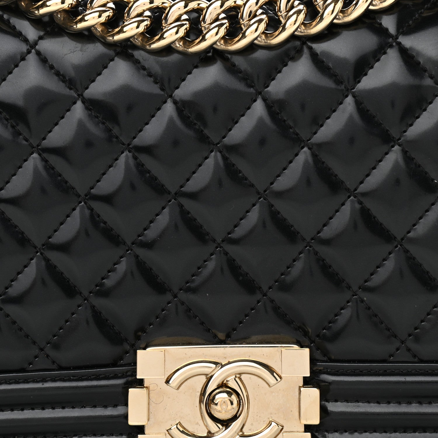 Chanel Patent Calfskin Quilted Medium Boy Flap Black 8 of 16