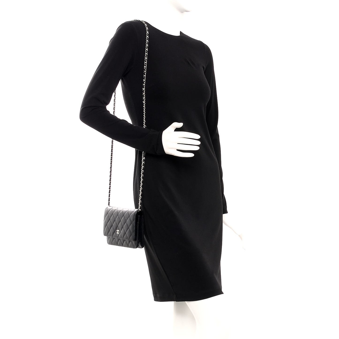 Caviar Quilted Wallet On Chain WOC Black