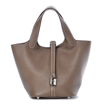 Hermes Taurillon Clemence Picotin Lock 18 PM Etoupe 1 of 17