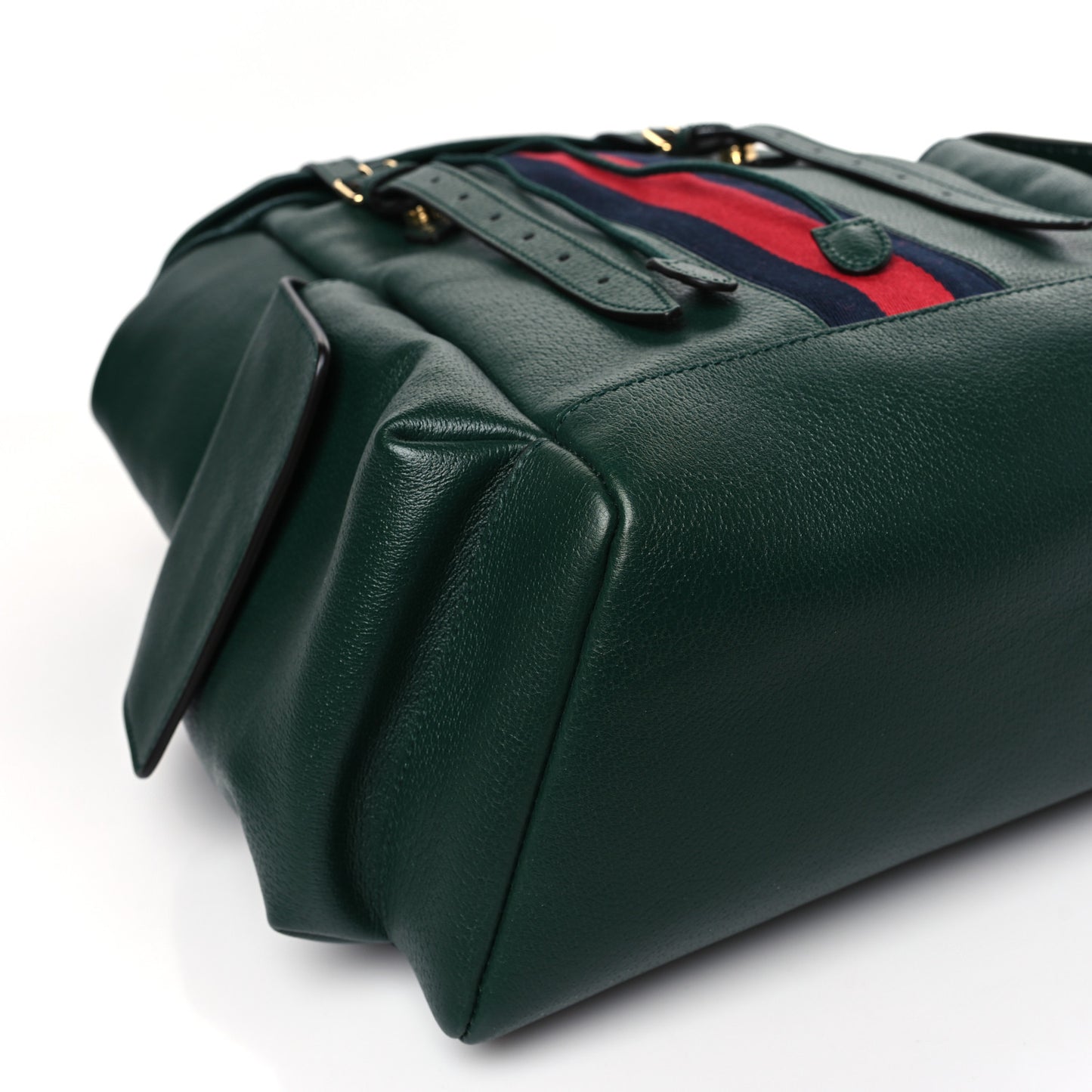 Grained Calfskin Medium Ophidia Double Buckle Backpack Green