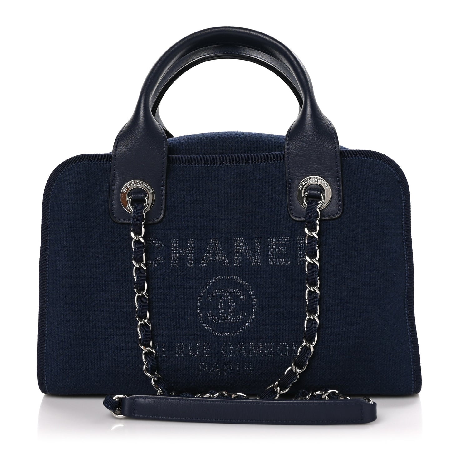 Mixed Fibers Small Deauville Bowling Bag Navy Blue