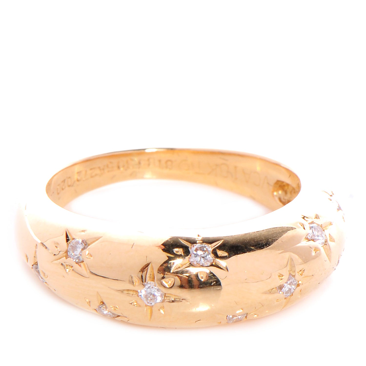 Van Cleef & Arpels 18k White Gold Diamond Dome Star Ring Size 50 5.5 1 of 4