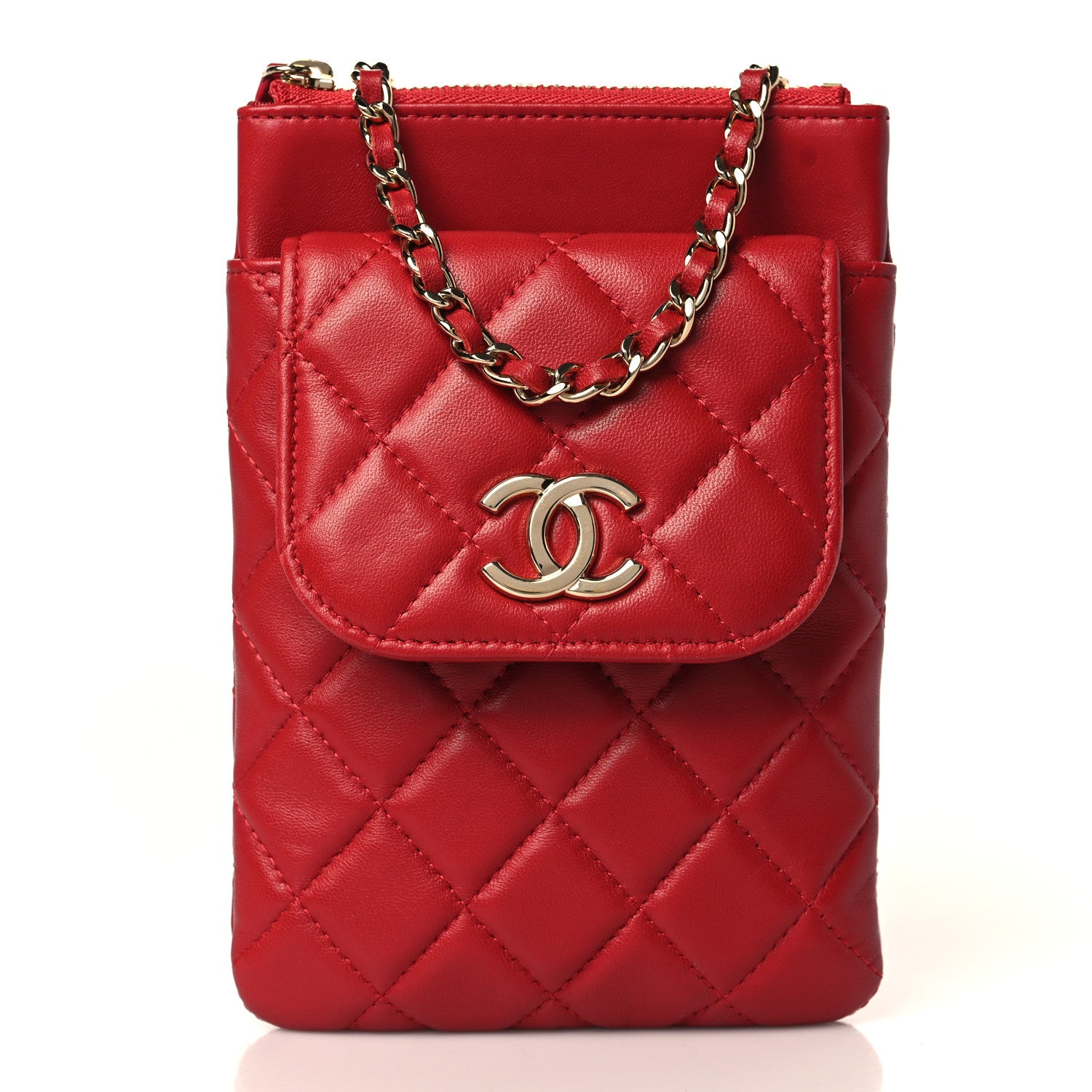 Chanel Lambskin Quilted CC Phone Holder Red 1 of 10